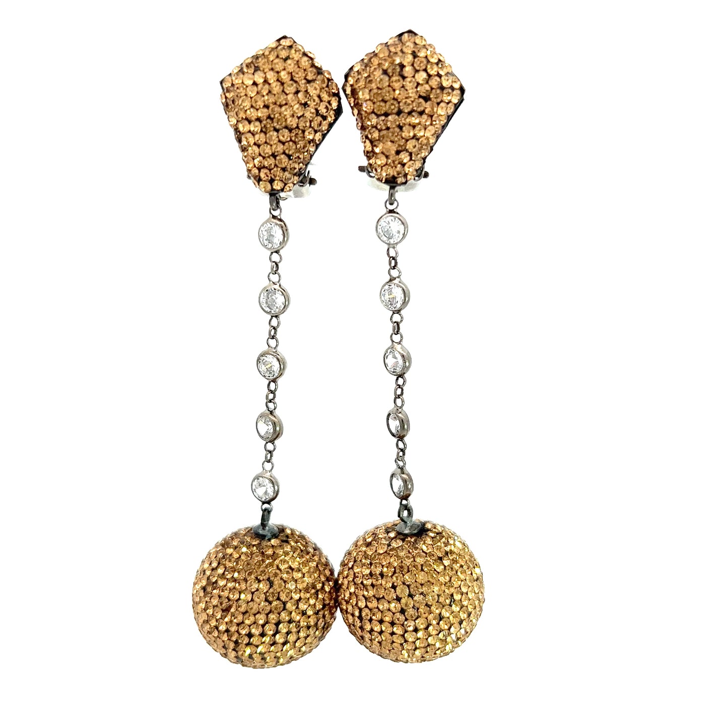 Gold Crystal Ball Pearl Clip On Earring - Born To Glam