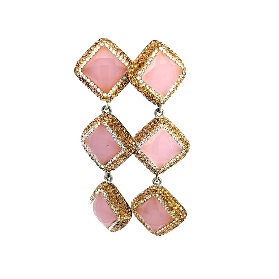 Pink Quartz Sterling Silver Earring - Born To Glam