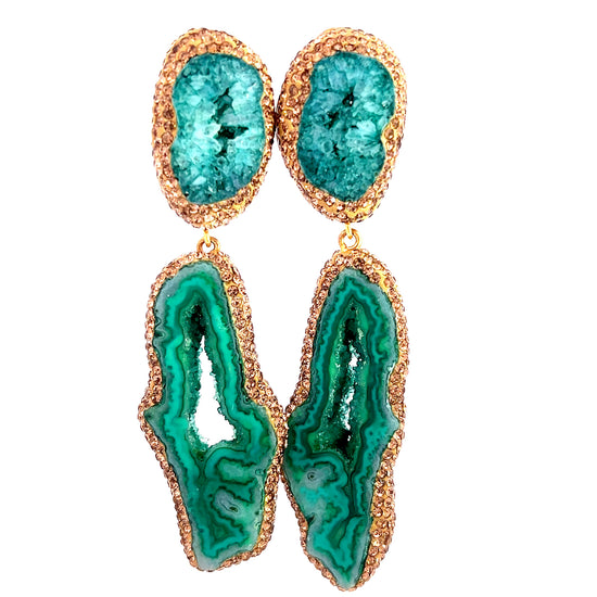 Emerald Hues Double Agate Sterling Silver Earring