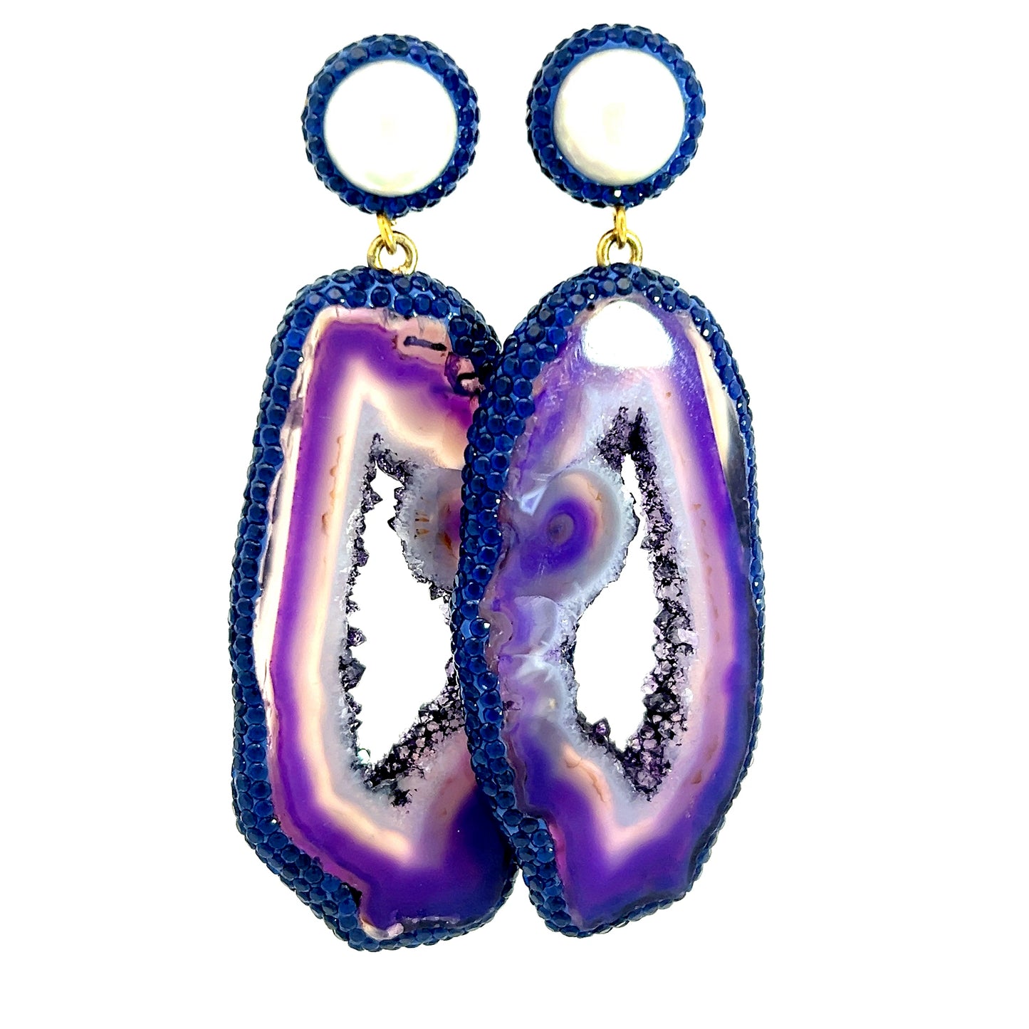 Purple & Pearl Agate Sterling Silver Earring