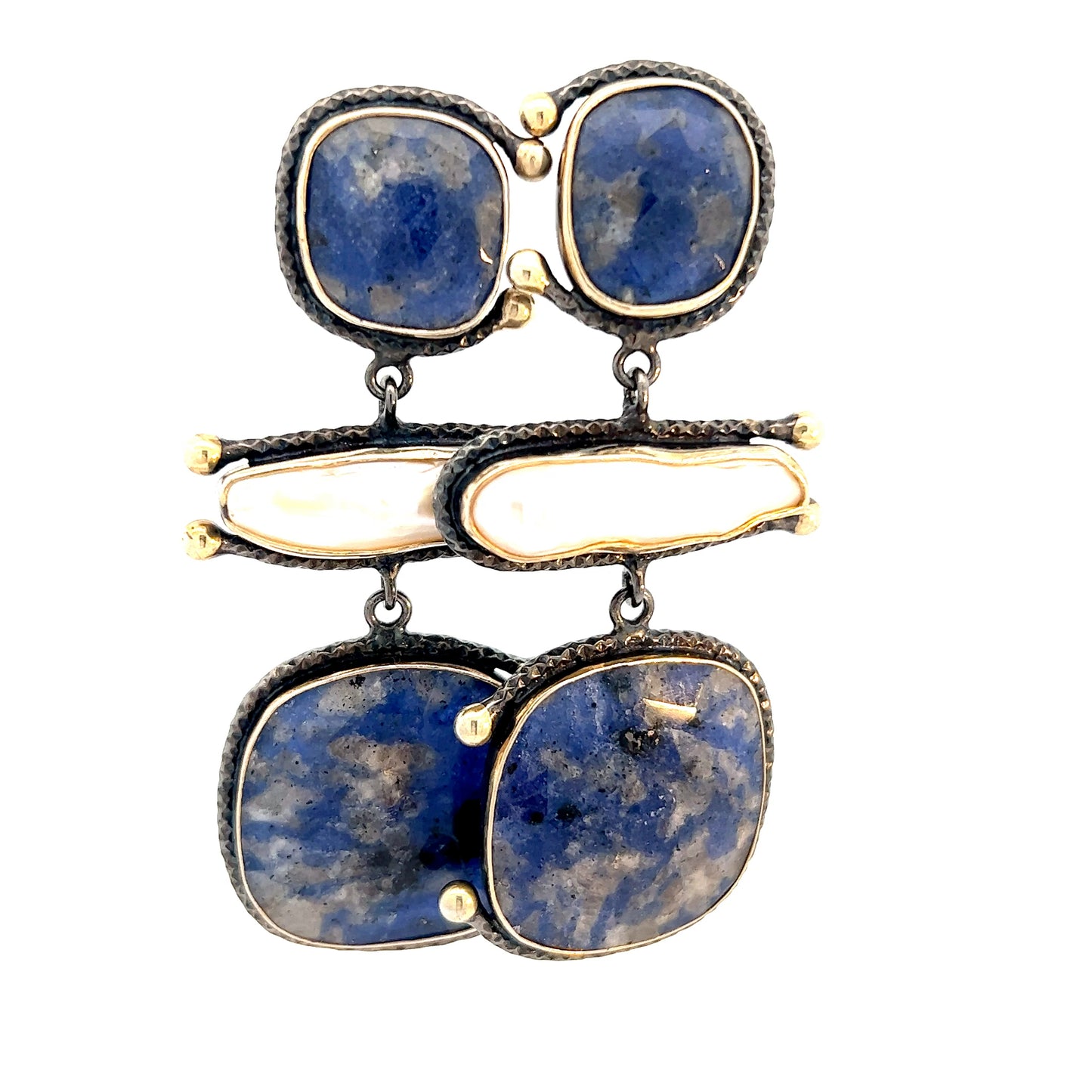 Blue Lapis Azuli and Pearl Long Dangle Earring - Born To Glam