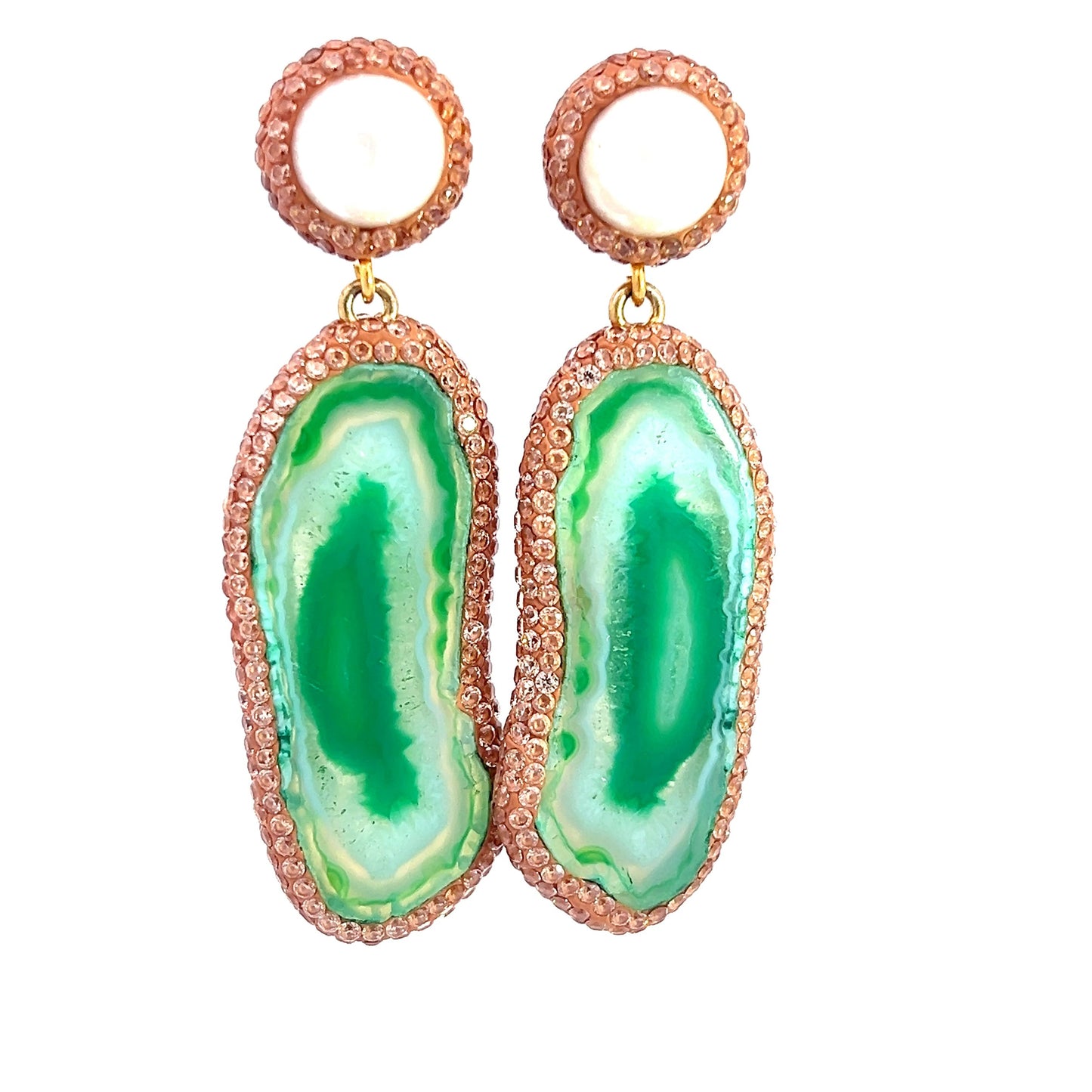 Green & Gold Agate Sterling Silver Earring