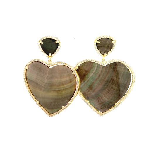 Mother of Pearl Sterling Silver Heart Earring - Born To Glam