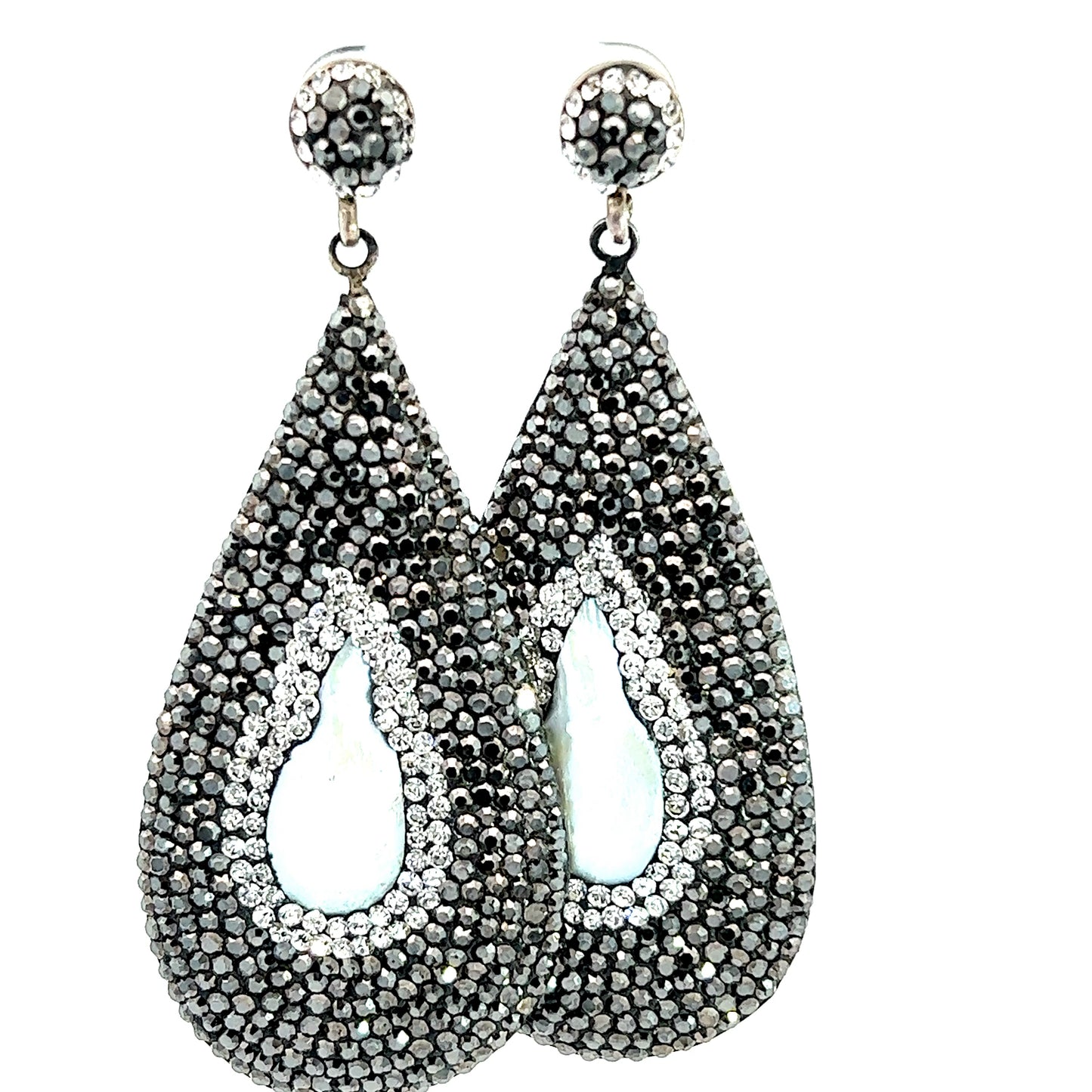 Black and Pearl Crystal Teardrop Earring - Born To Glam
