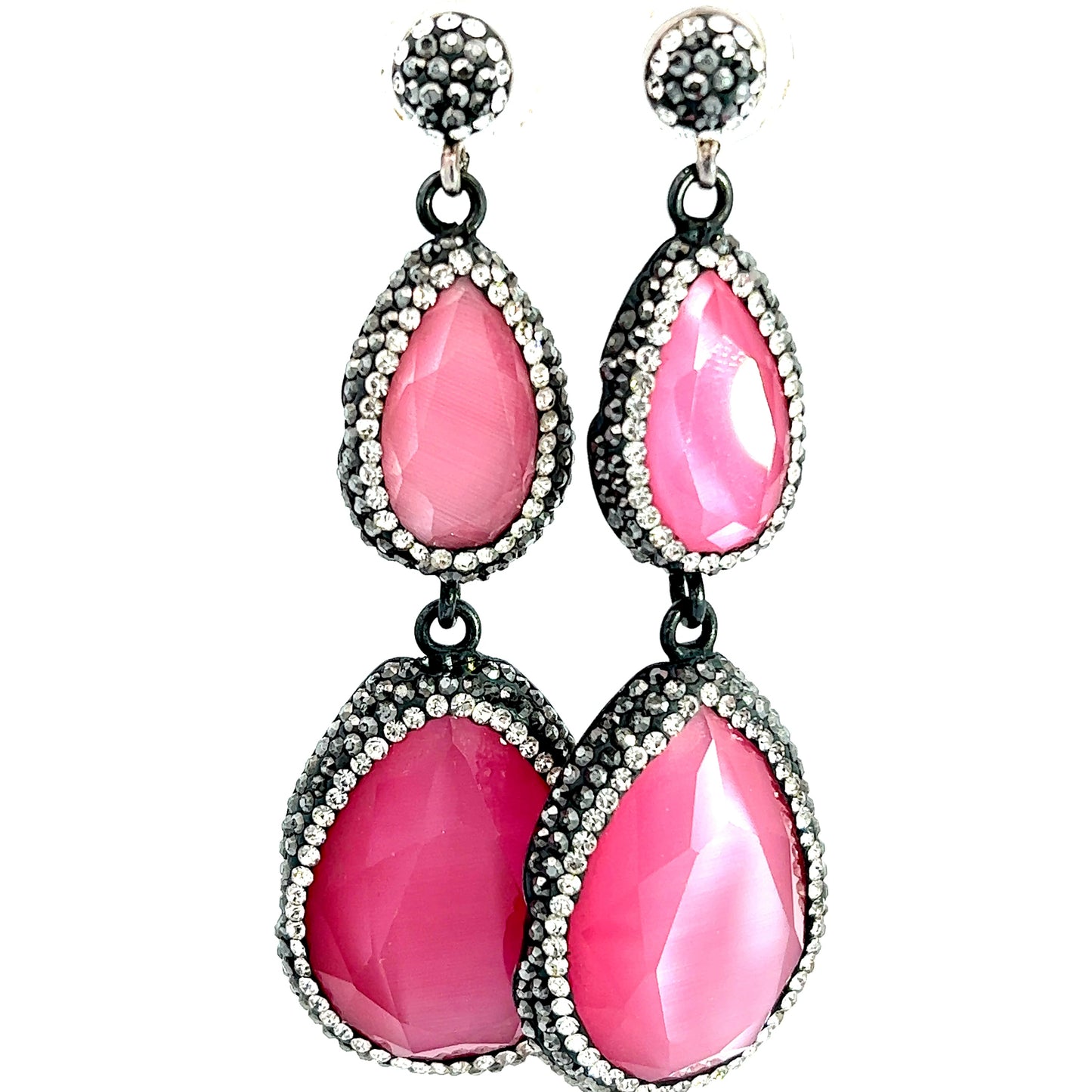 Pink Tourmaline Long Sterling Silver Earring - Born To Glam