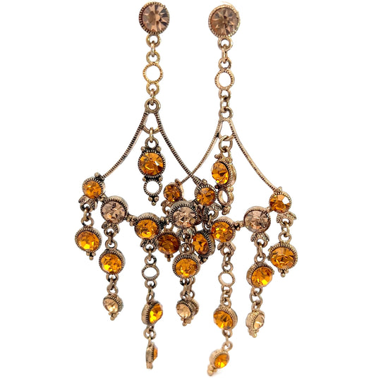 Orange Crystal Chandelier Earrings - Born To Glam