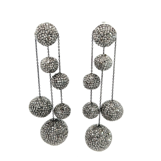 Silver Crystal Ball Sterling Silver Statement Earring - Born To Glam