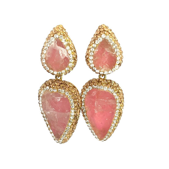 Pink Gemstone Teardrop Dangle Earring - Born To Glam