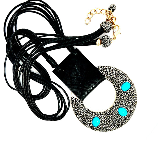 Turquoise Delights Leather Statement Necklace - Born To Glam