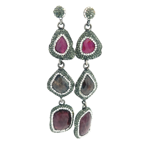Multicolor Gemstone Long Earring - Born To Glam