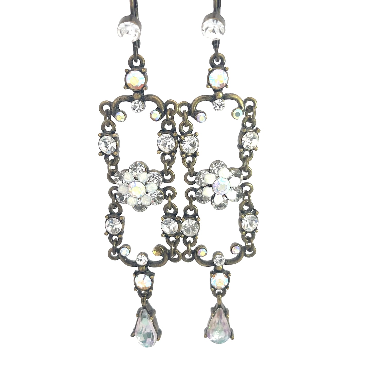White Crystal Flower Drop Earring - Born To Glam
