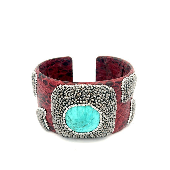 Red Python Turquoise Cuff Bracelet - Born To Glam