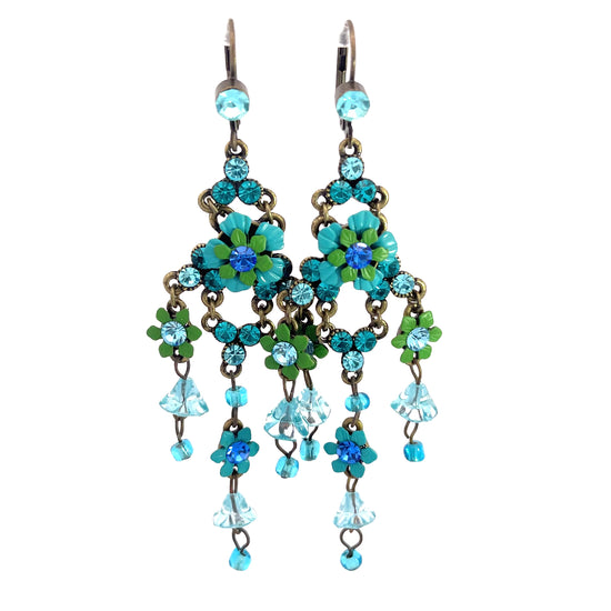 Turquoise Floral Chandelier Earring - Born To Glam