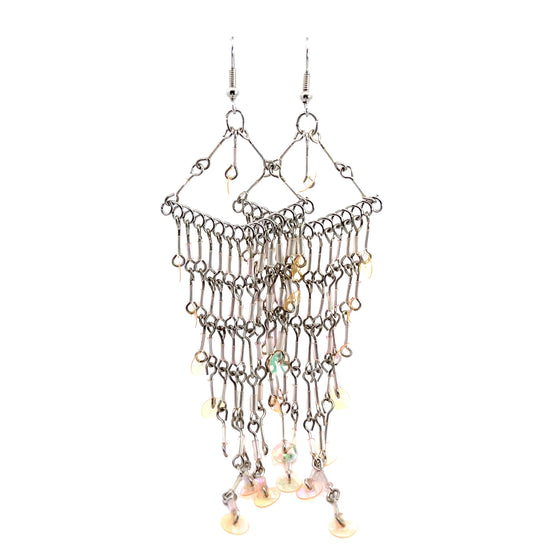 Silver & Iridescent Sequin Dangle Earring - Born To Glam