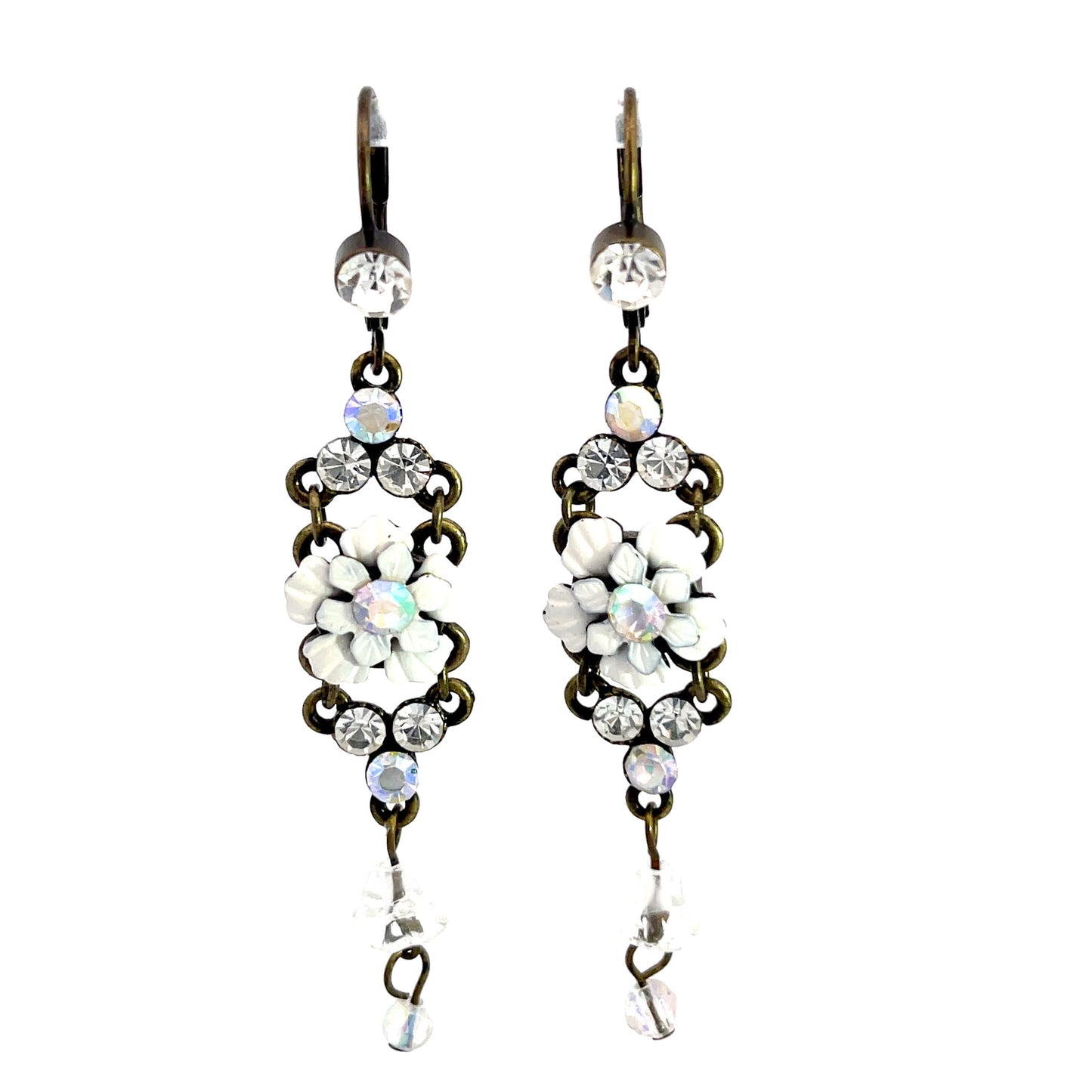White Floral Long Drop Earring - Born To Glam