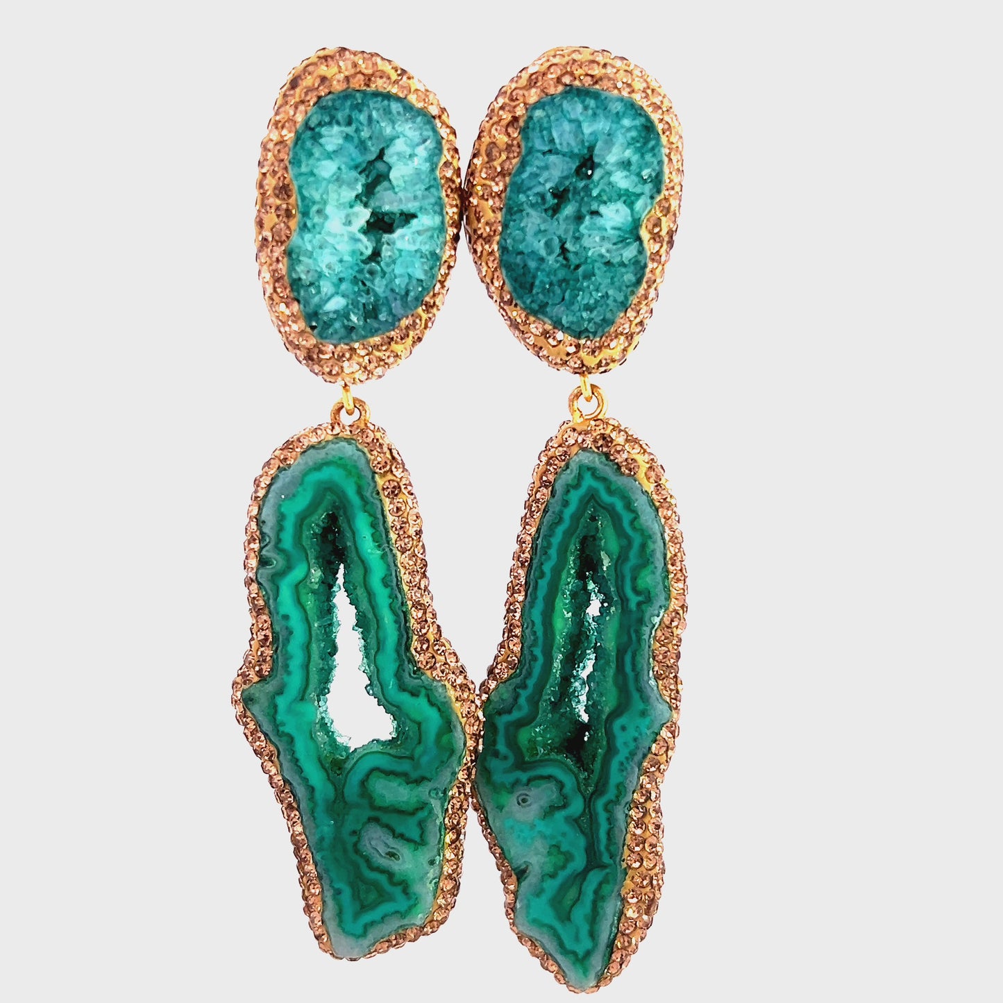 Load and play video in Gallery viewer, Emerald Hues Double Agate Sterling Silver Earring

