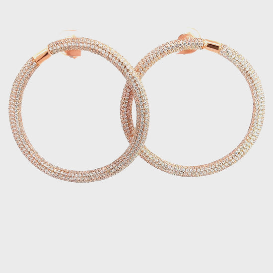 Load and play video in Gallery viewer, Crystal CZ Rose Gold Hoop Earring
