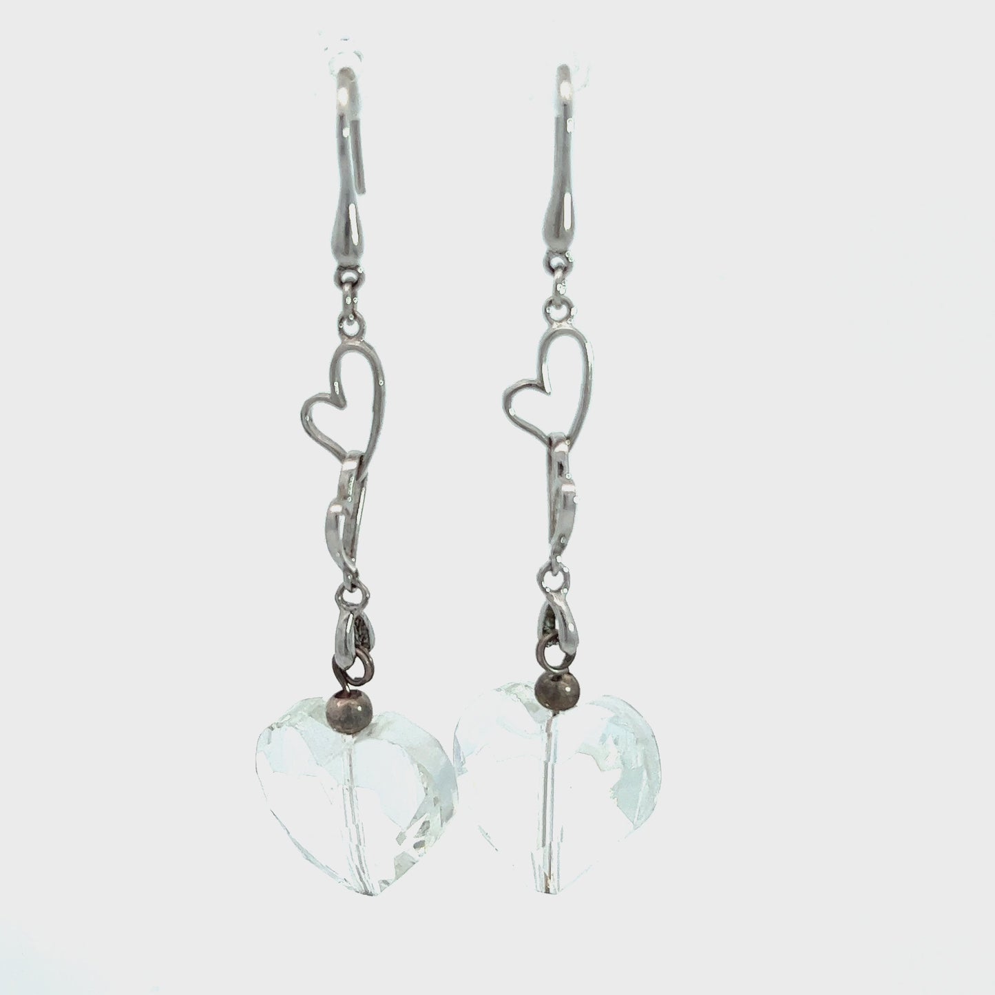 Load and play video in Gallery viewer, Clear Heart Crystal Sterling Silver Earring
