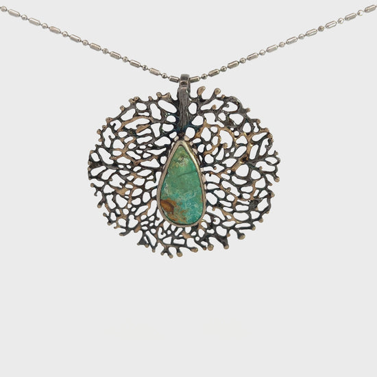 Load and play video in Gallery viewer, Sterling Silver Turquoise Web Pendant
