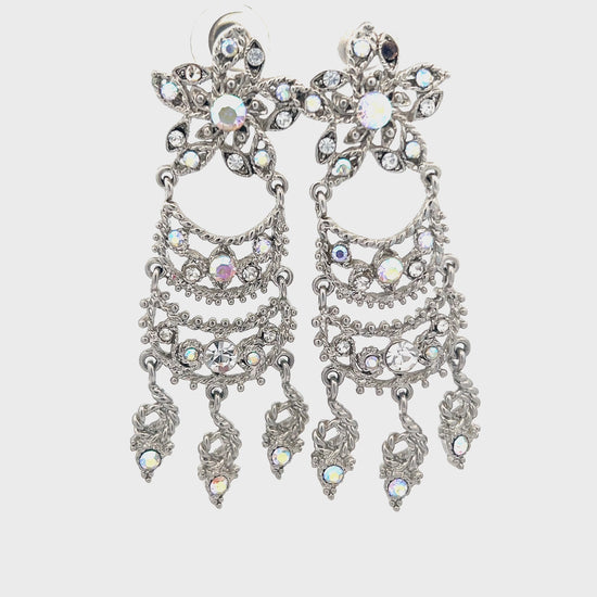 Load and play video in Gallery viewer, Crystal Iridescent Drop Fringe Earring
