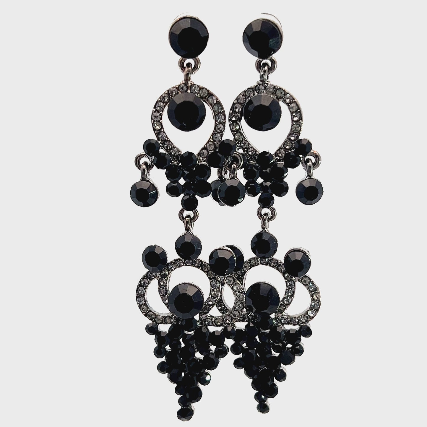 Load and play video in Gallery viewer, Black Obsidian Long Crystal Earring
