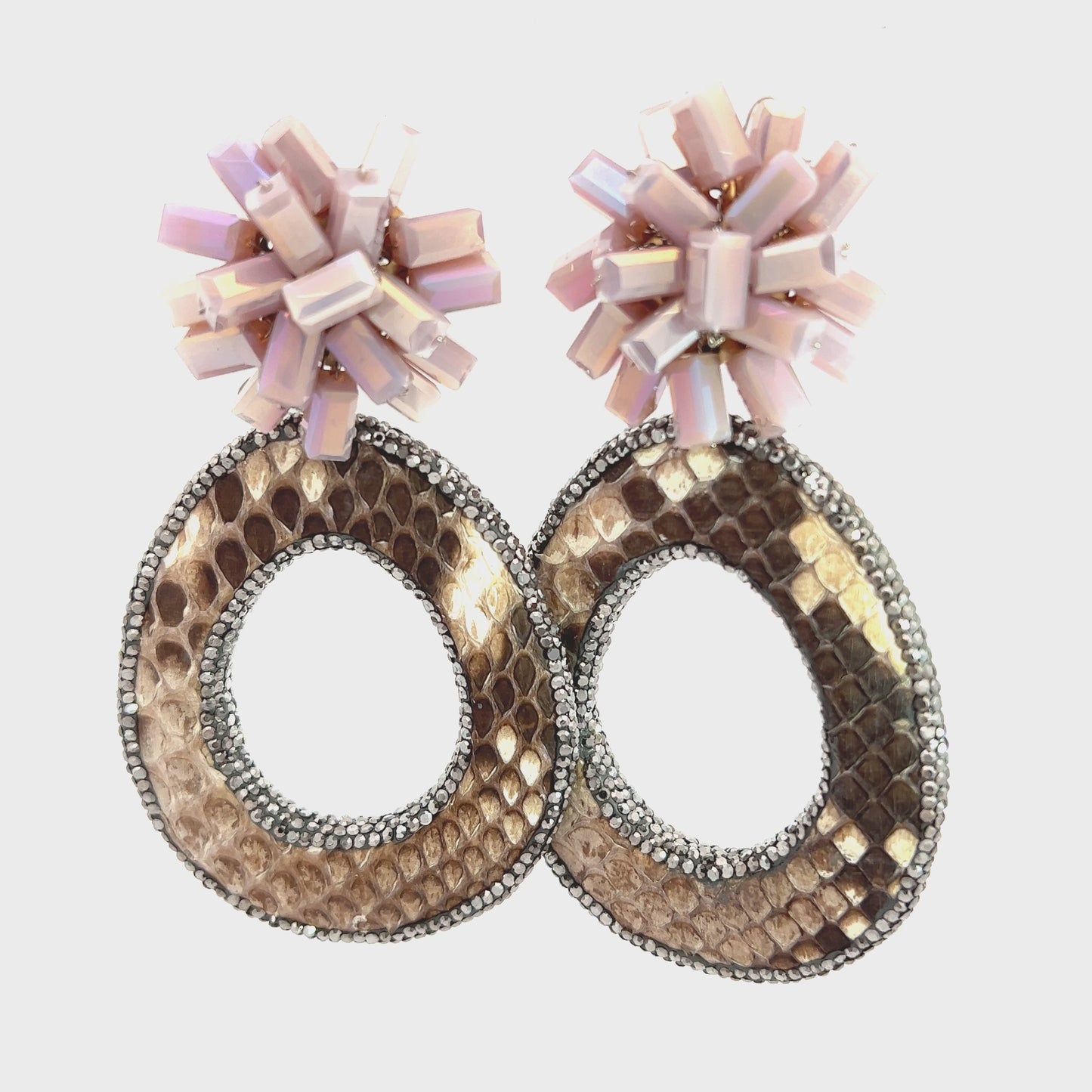 Load and play video in Gallery viewer, Tan Python Sterling Silver Statement Earrings
