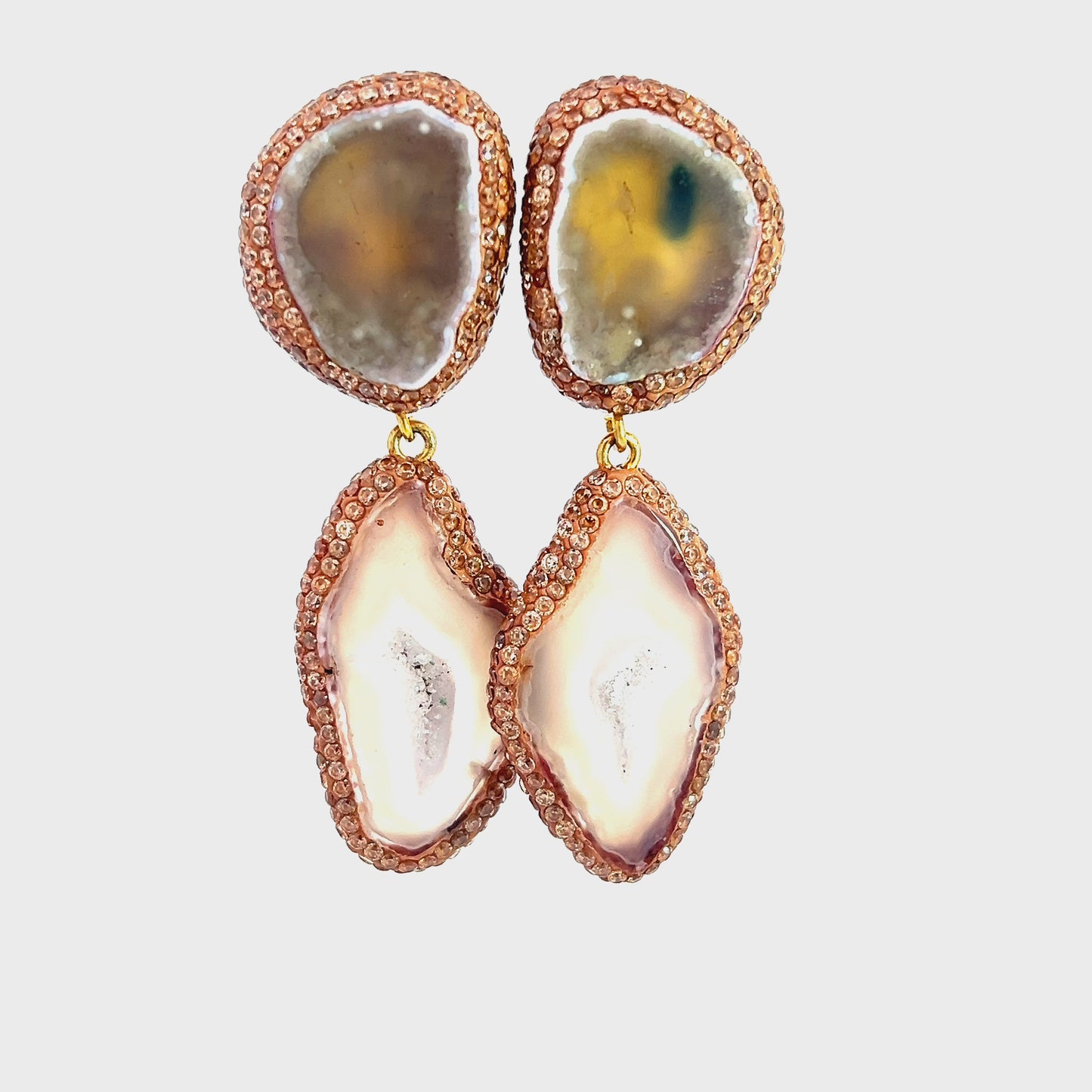 Load and play video in Gallery viewer, Amber Hues Double Agate Sterling Silver Earring
