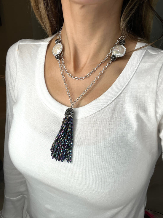 Multicolored Pearl and Crystal Necklace - Born To Glam