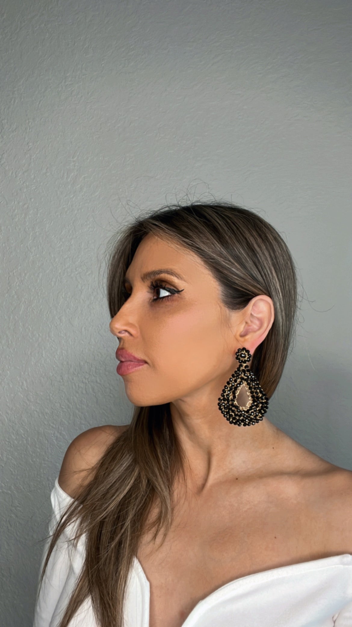 Load image into Gallery viewer, Black Crystal Teardrop Statement Earring - Born To Glam
