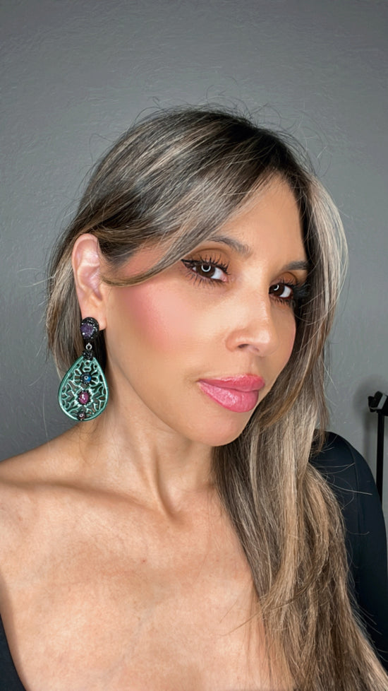 Green Teardrop Gemstone Earring - Born To Glam