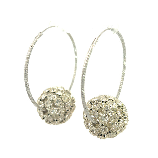 Silver Disco Ball Party Hoop Earring - Born To Glam