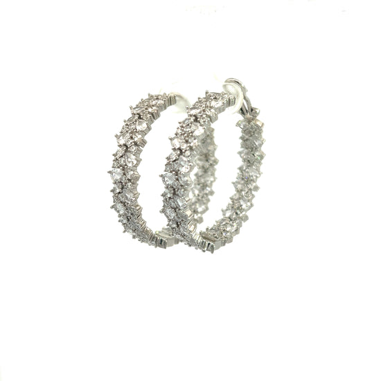 Silver Radiance Cubic Crystal Hoop Earrings - Born To Glam