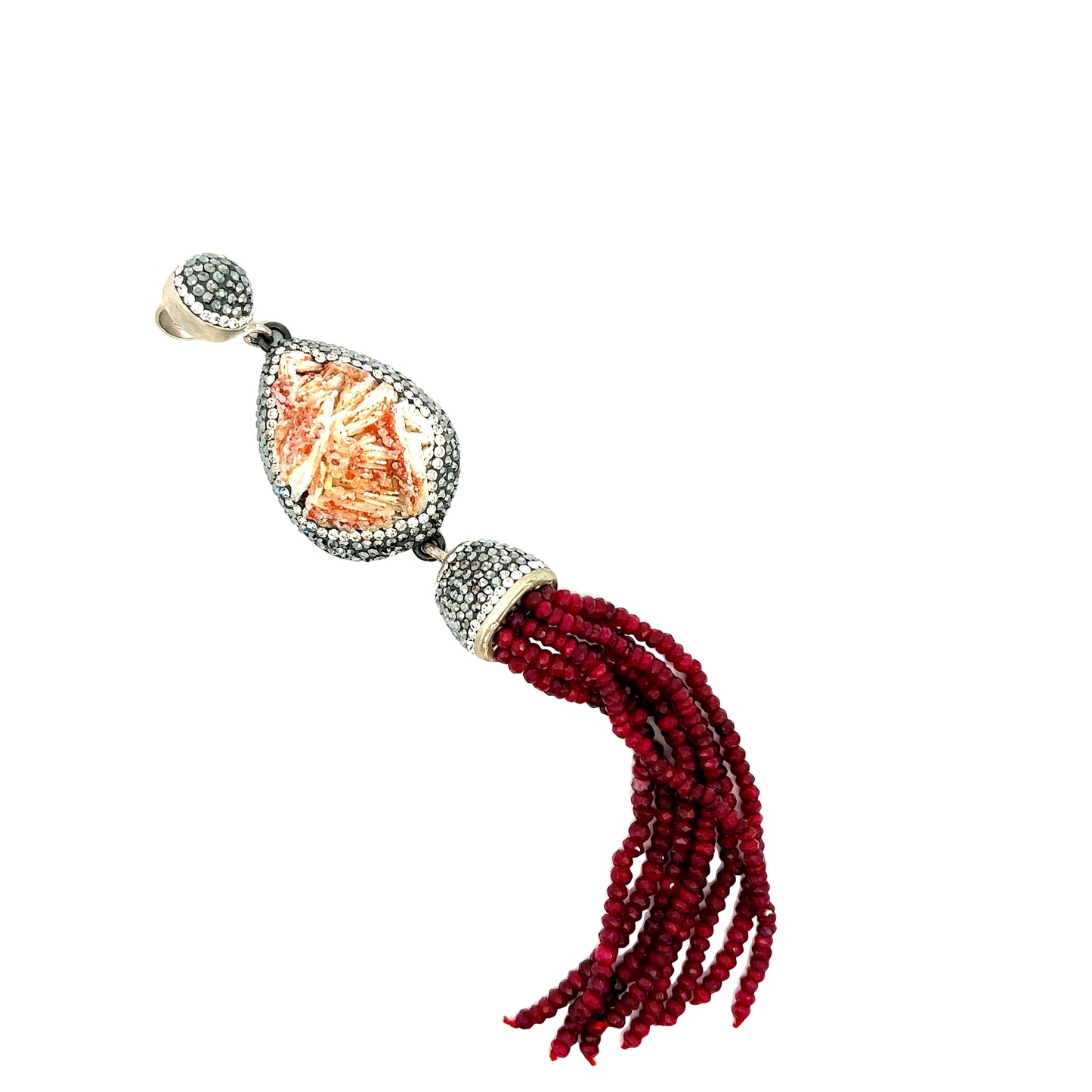 Red Gemstone Tassel Pendant - Born To Glam