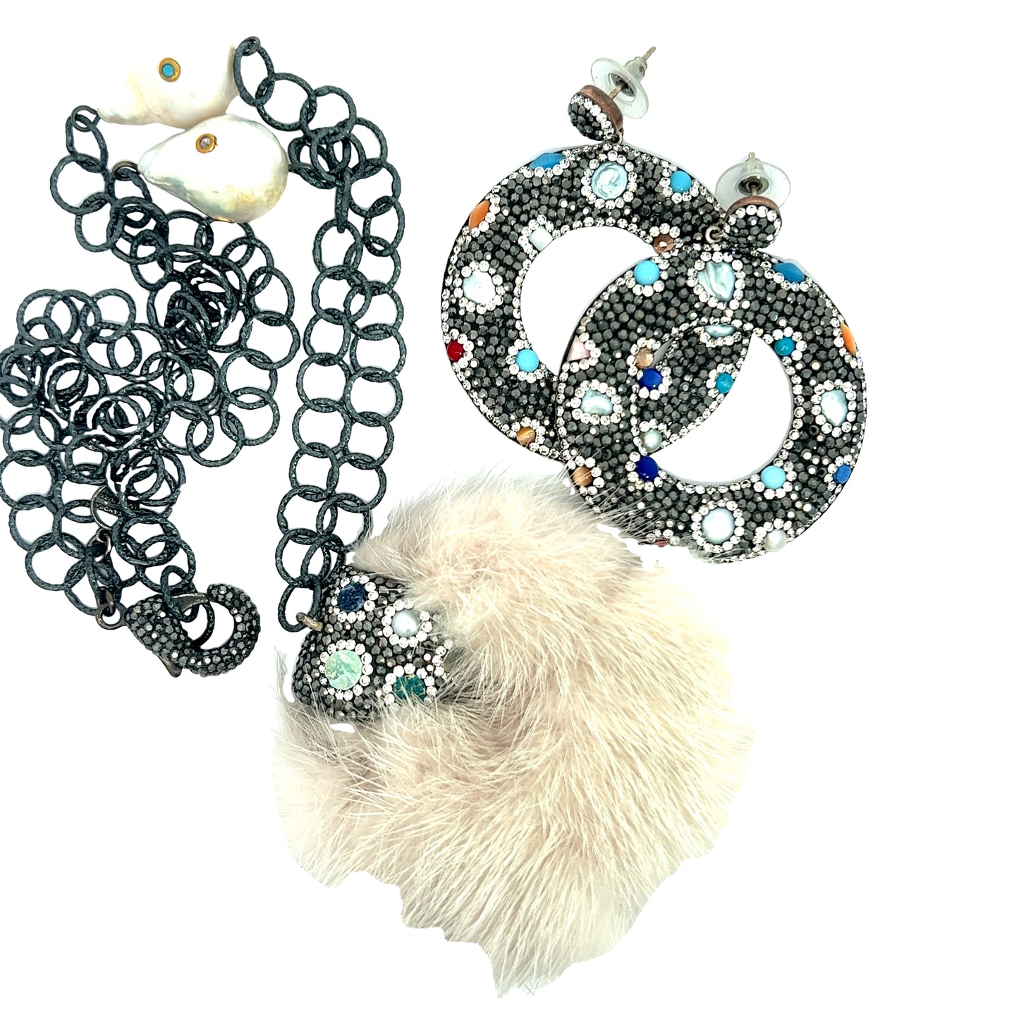 Load image into Gallery viewer, Fur Gemstone &amp;amp;  Baroque Pearl Necklace - Born To Glam
