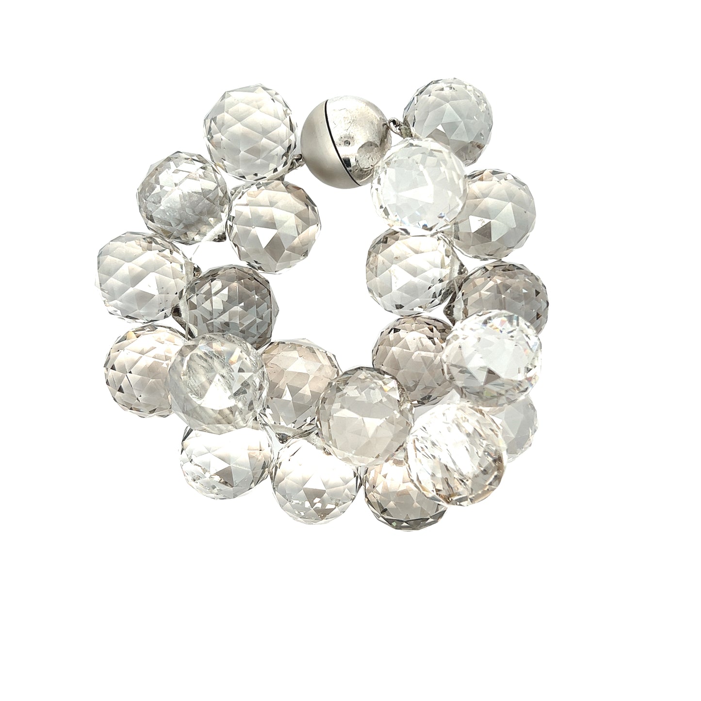Load image into Gallery viewer, Smoked Silver Faceted Crystal Ball Bracelet - Born To Glam
