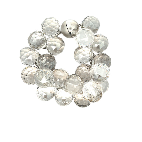 Smoked Silver Faceted Crystal Ball Bracelet - Born To Glam