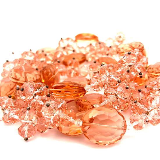 Peachy Pink Multi Strand Crystal Necklace - Born To Glam