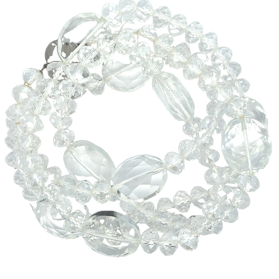Long Clear Crystal Bead Necklace - Born To Glam