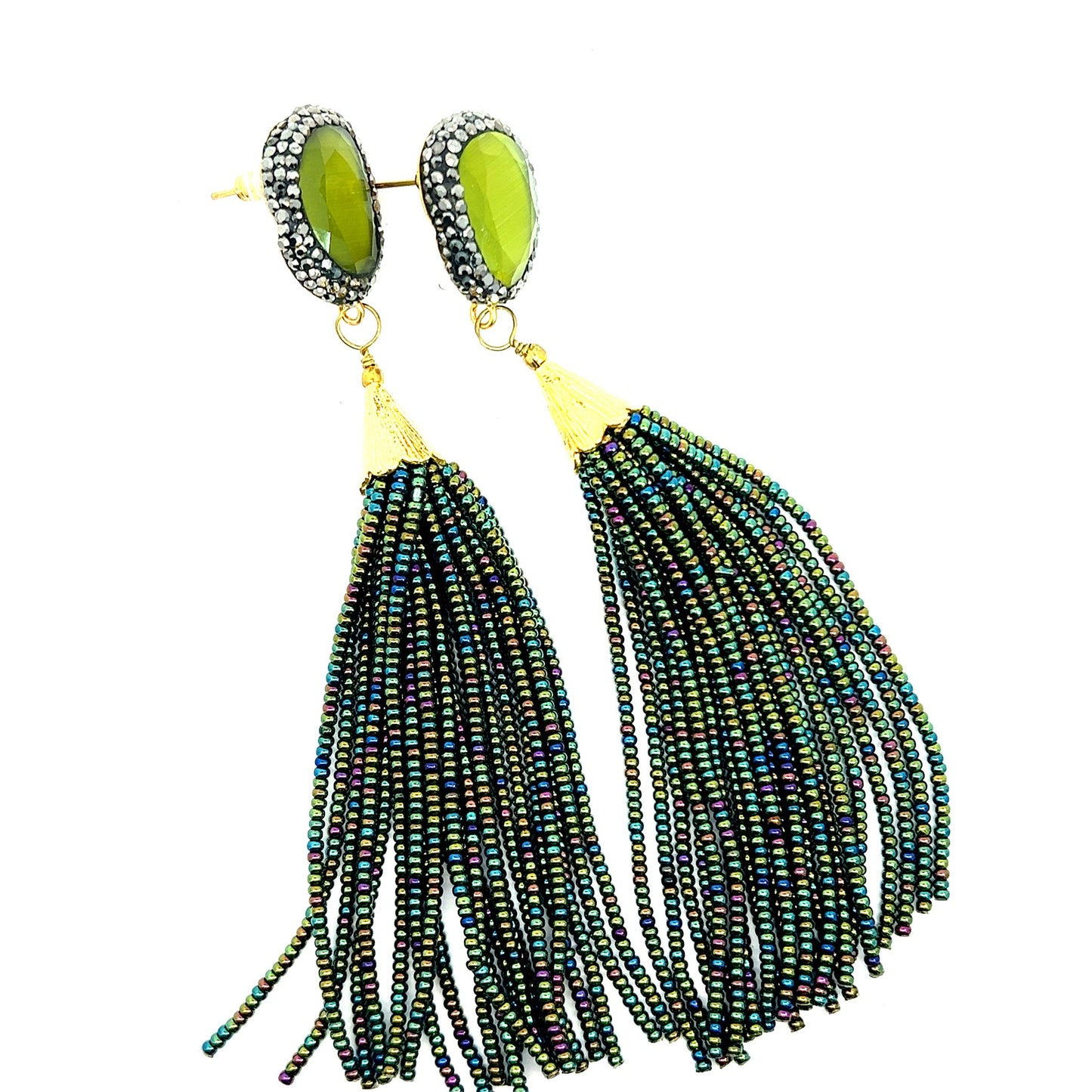 Green Long Tassel Earring - Born To Glam