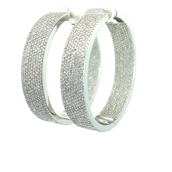 Load image into Gallery viewer, Sterling Silver Pave Crystal Hoop - Born To Glam
