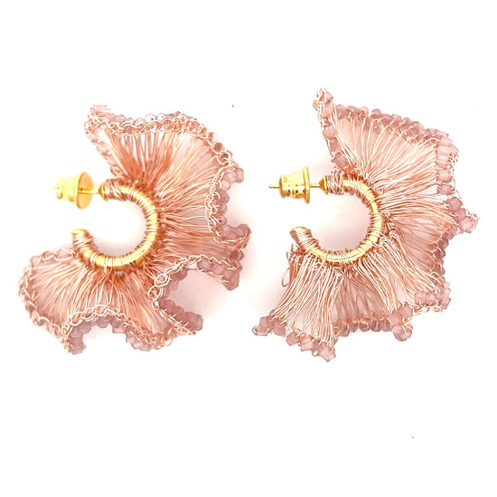 Rose Gold Small Ruffle Hoops - Born To Glam