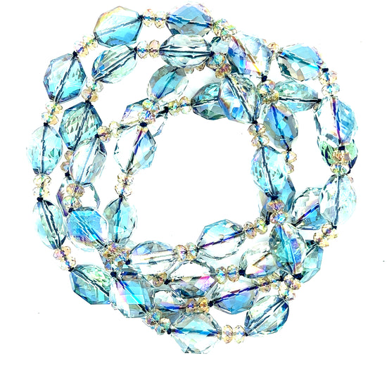 Load image into Gallery viewer, Long Blue Iridescent Crystal Necklace - Born To Glam
