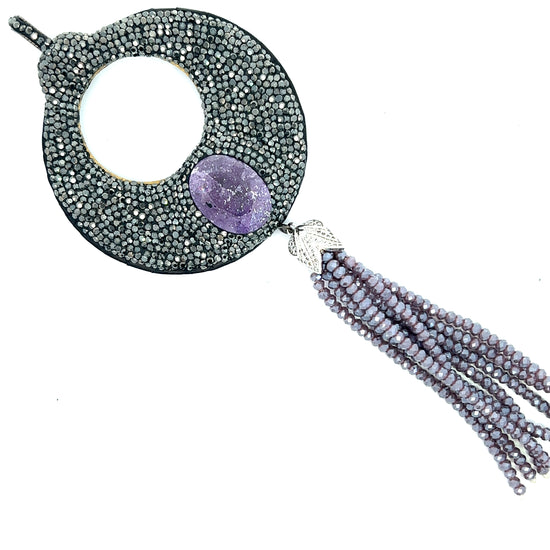 Crystal Purple Tassel Pendant - Born To Glam