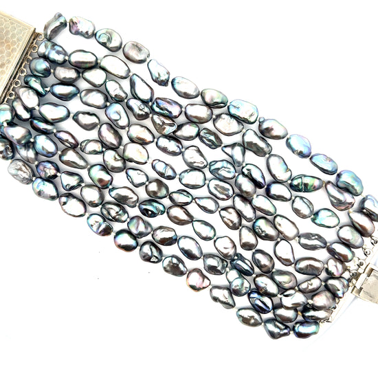 Load image into Gallery viewer, Gray Pearl Multistrand Bracelet - Born To Glam
