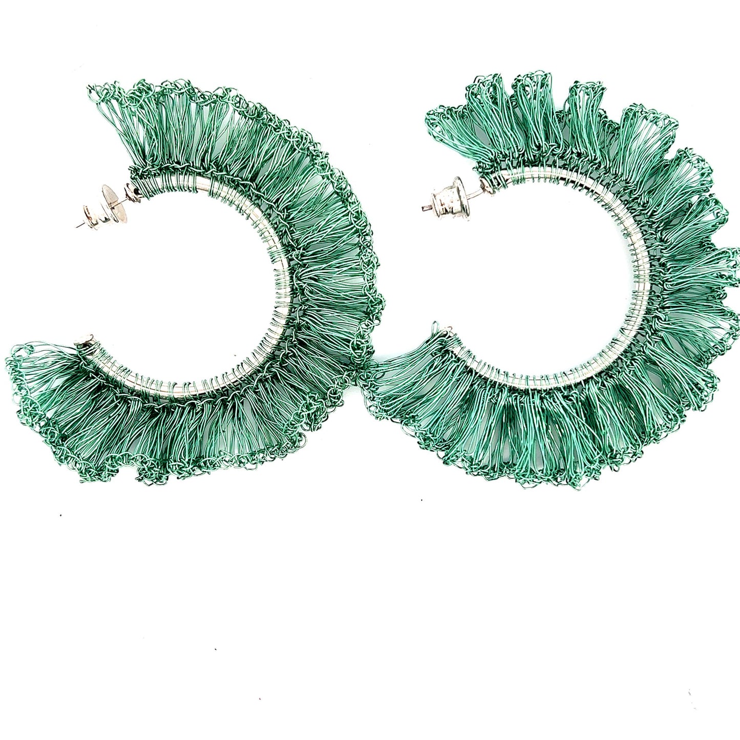 Green Ruffle Statement Hoops - Born To Glam