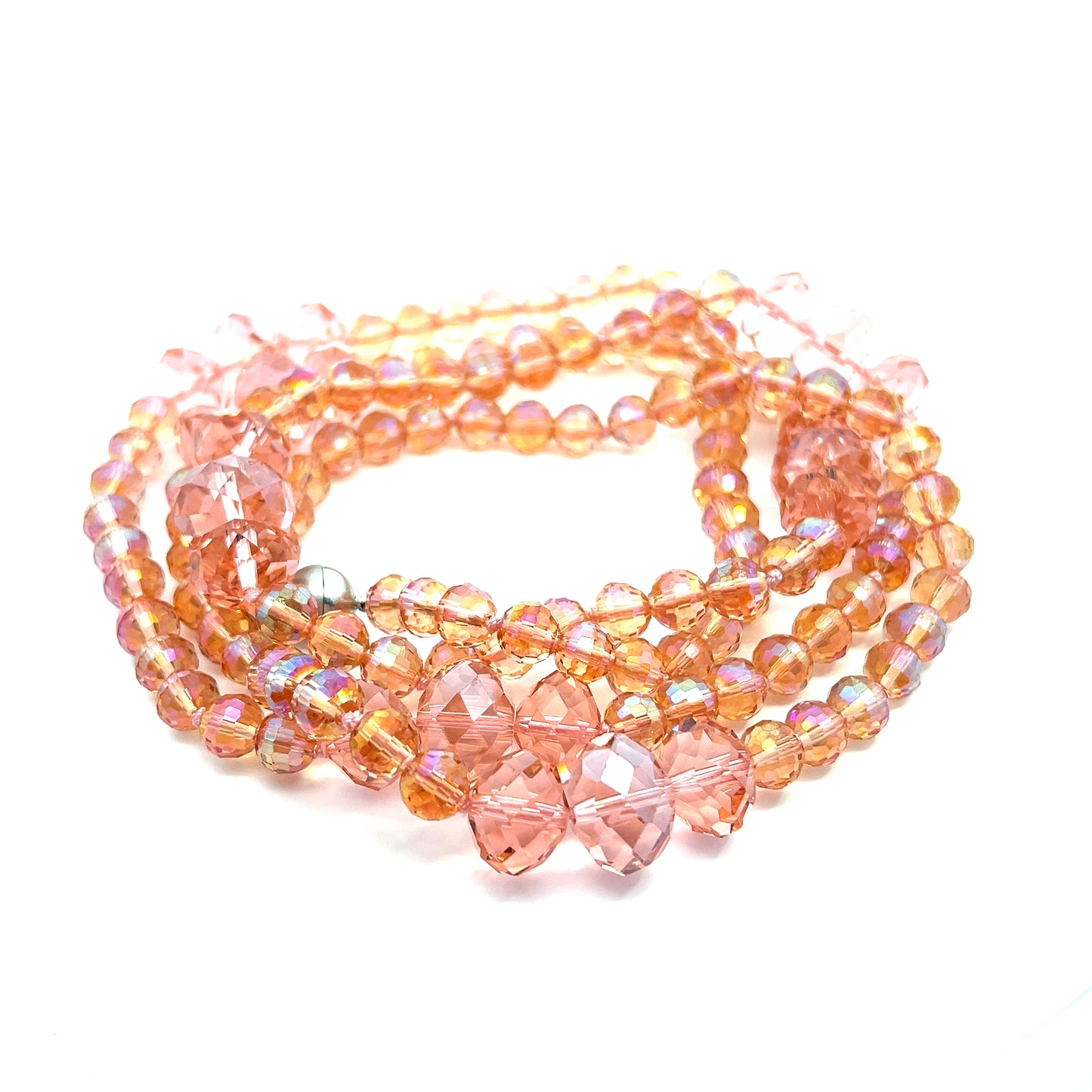Peachy Pink Long Crystal Necklace - Born To Glam