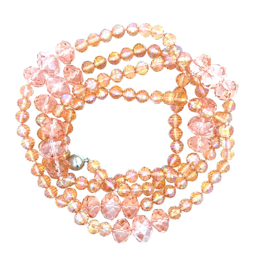 Load image into Gallery viewer, Peachy Pink Long Crystal Necklace - Born To Glam
