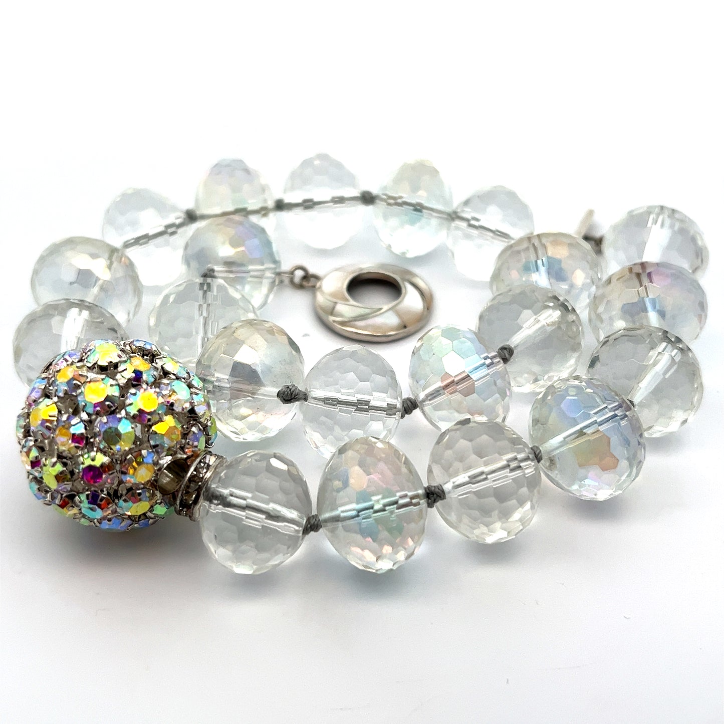 Load image into Gallery viewer, Iridescent Clear Crystal Sphere Short Necklace - Born To Glam
