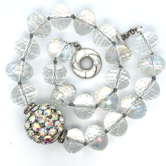 Iridescent Clear Crystal Sphere Short Necklace - Born To Glam