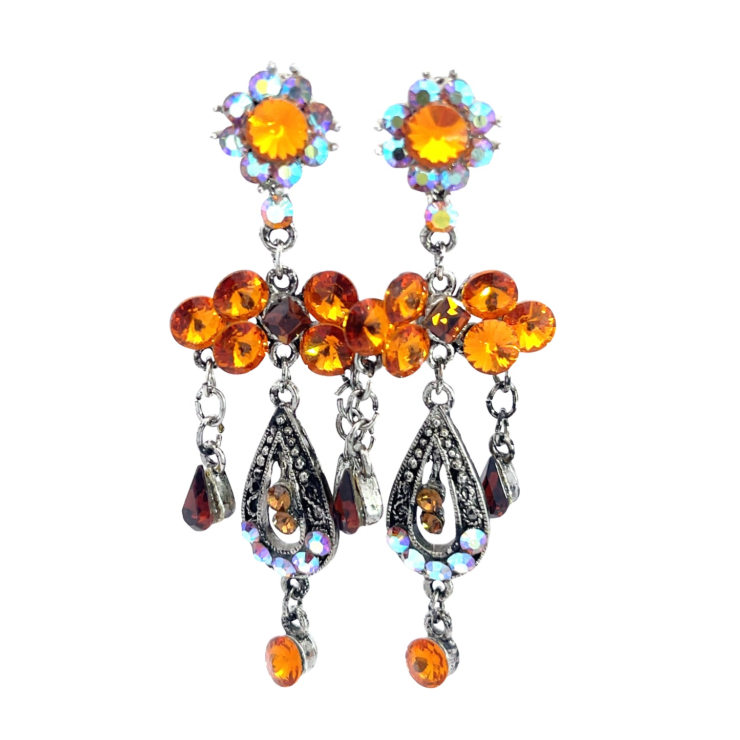 Orange Crystal Chandelier Earring - Born To Glam
